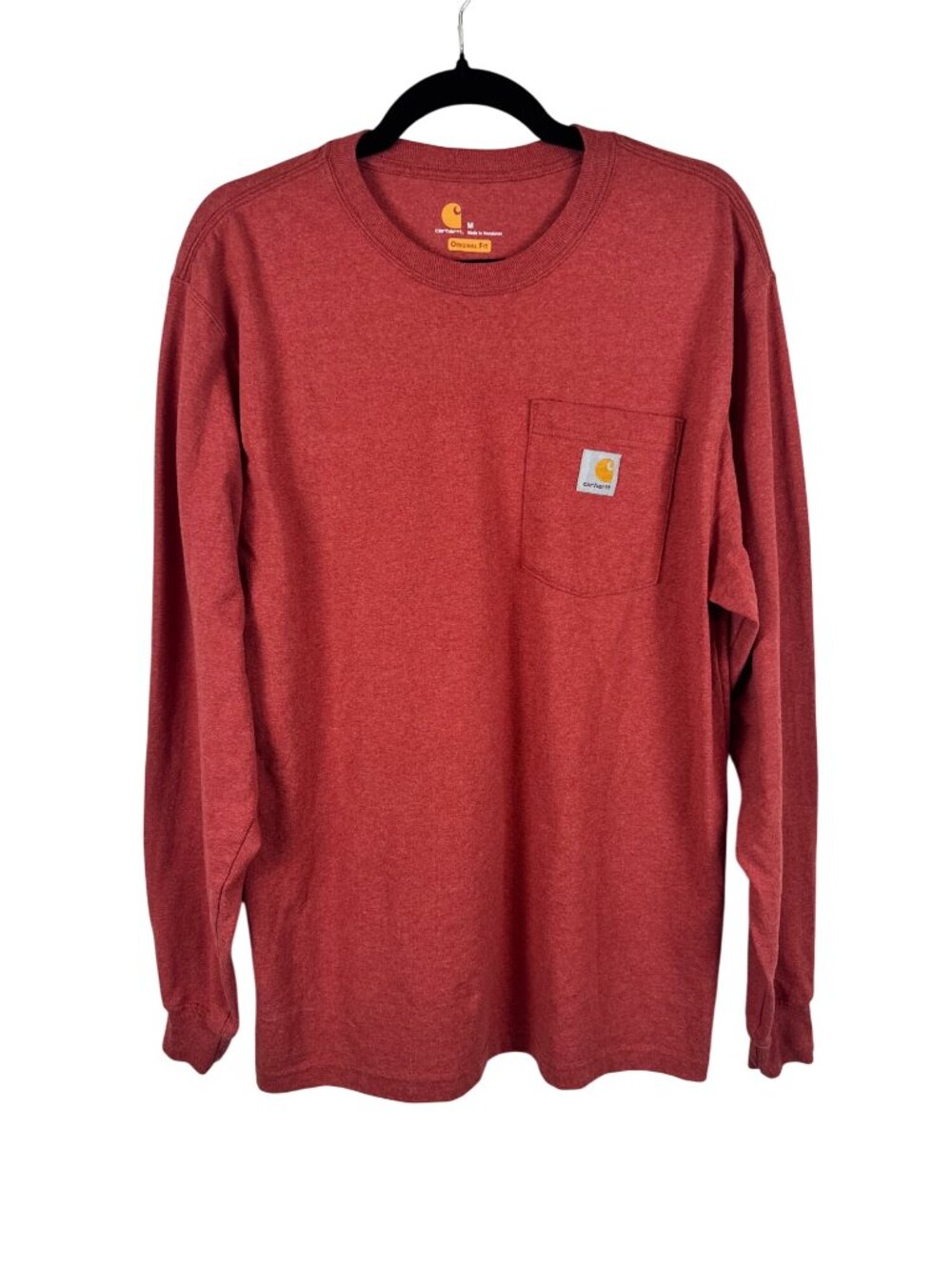 Carhartt Mens Red Long Sleeve Pocket T-Shirt Original Fit Size Medium Workwear